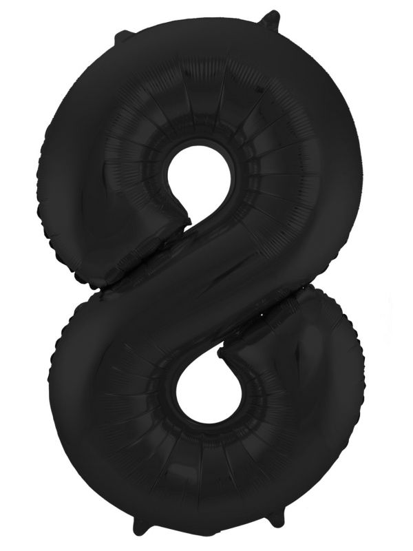 Cijfer 8 metallic zwart folieballon 86cm