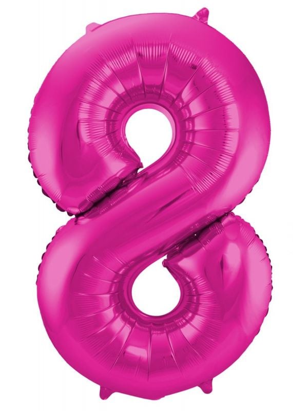 Cijfer 8 roze folieballon 86cm