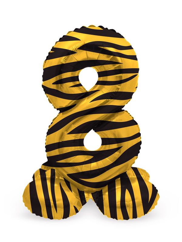 Cijfer 8 Tiger chic staande folieballon