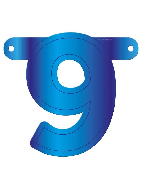 Cijfer 9 banner blauw