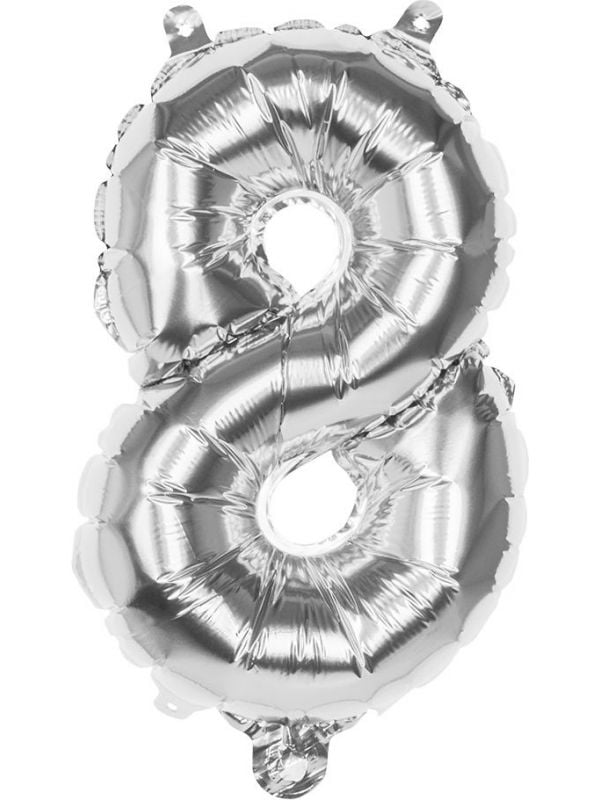 Cijferballon 8 zilver