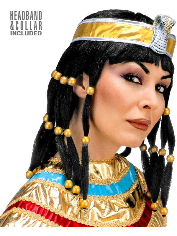 Cleopatra pruik met hoofdband en kraag