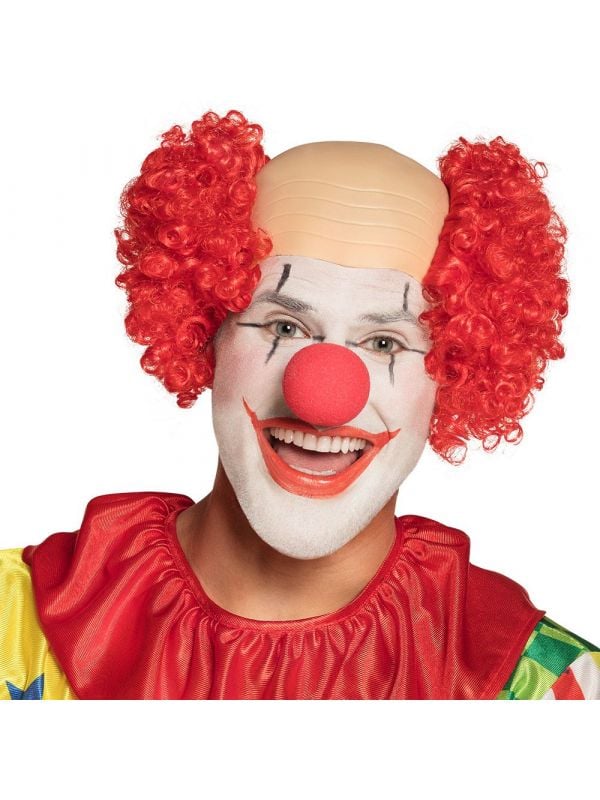 Clown baldy pruik rood