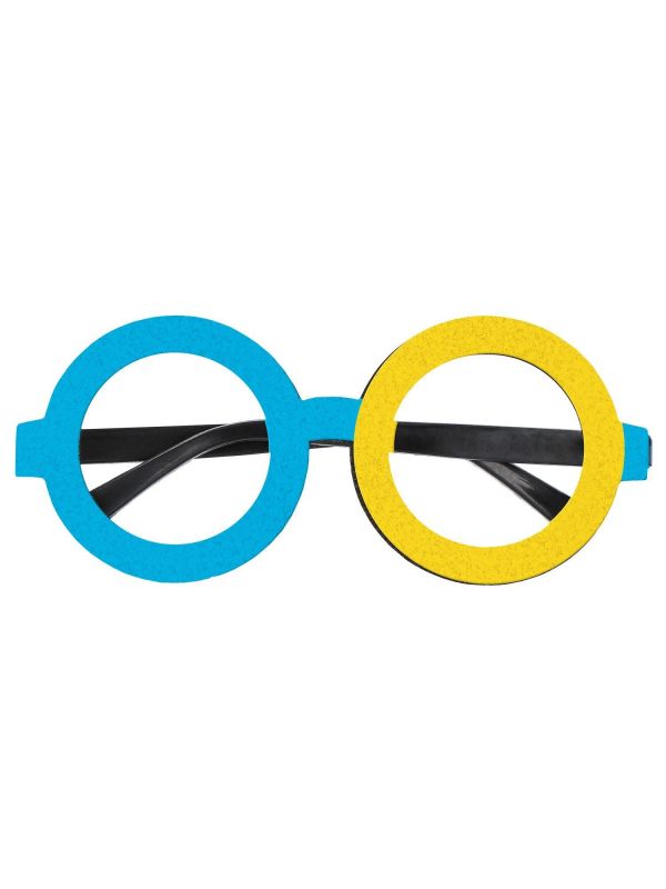Colorblock feestbril blauw geel