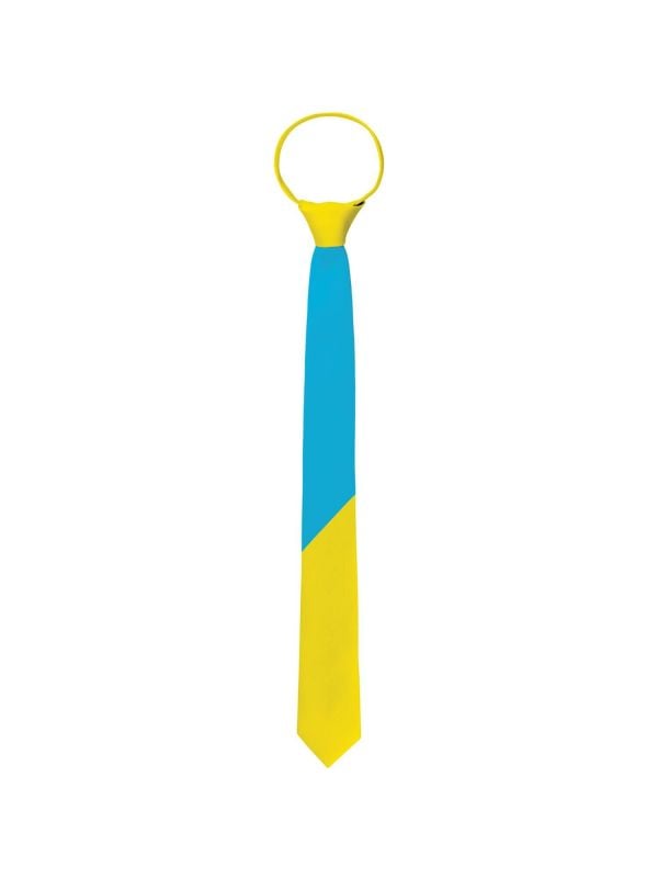 Colorblock stropdas blauw geel