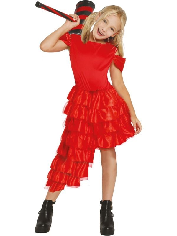 Crazy harley quinn jurk rood kind