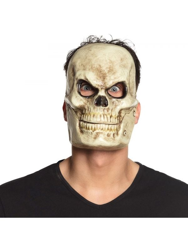 Creepy doodskop gezichtsmasker met beweegbare kaak