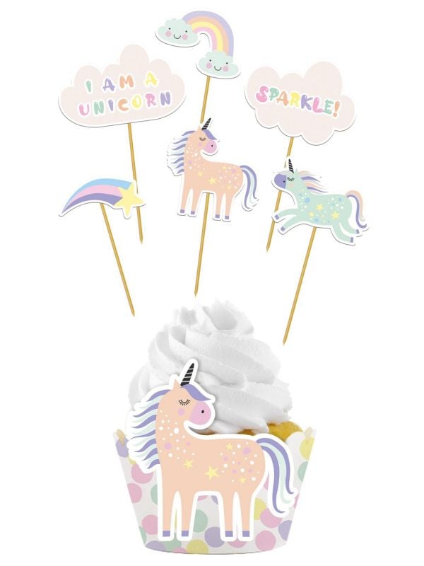 Cupcake versiering set Unicorns & Rainbows