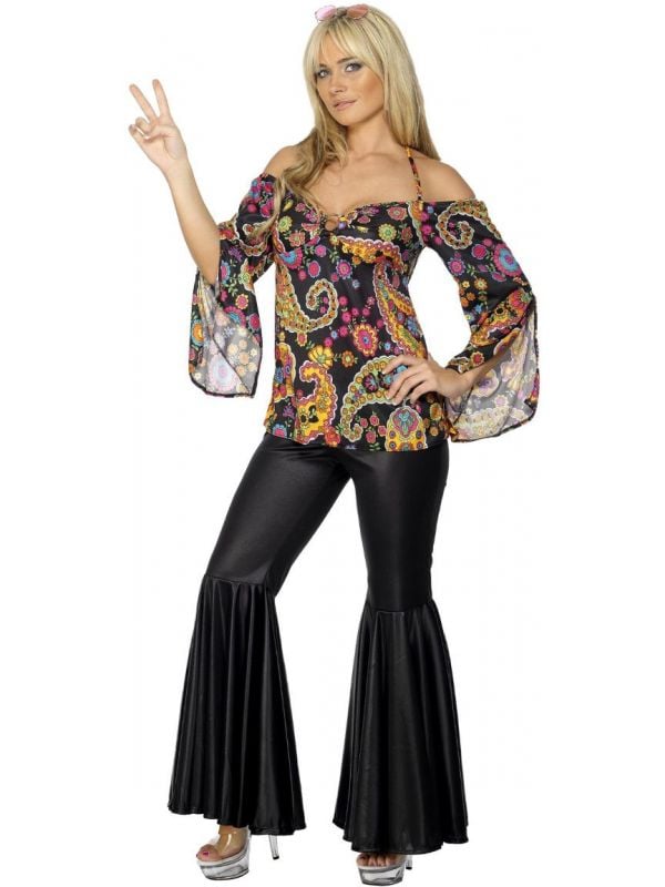 Dames hippie kostuum met wijde broek