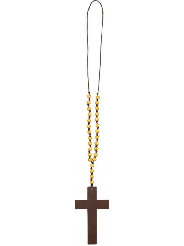 Deluxe houten priester kruis met kralen