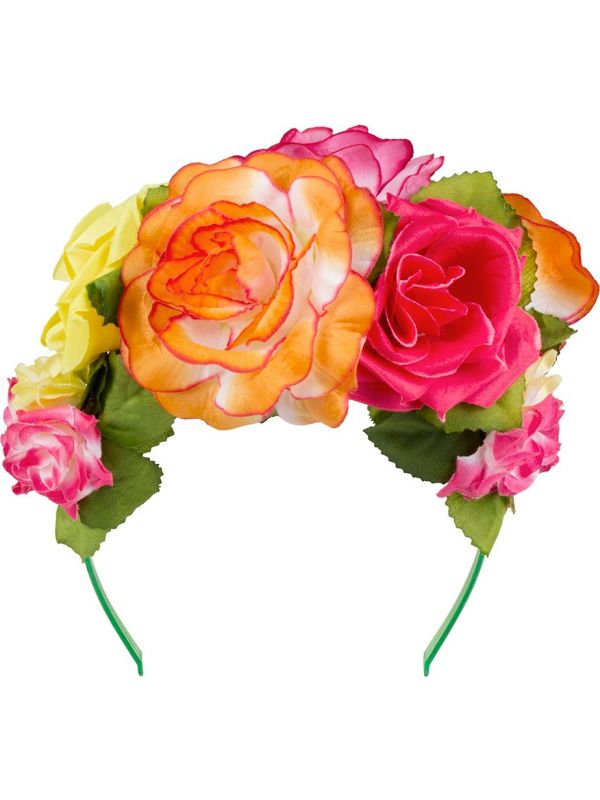Dia de los muertos kleurrijke rozen tiara
