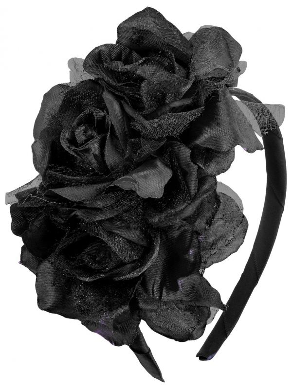 Dia de los muertos zwarte rozen haarband