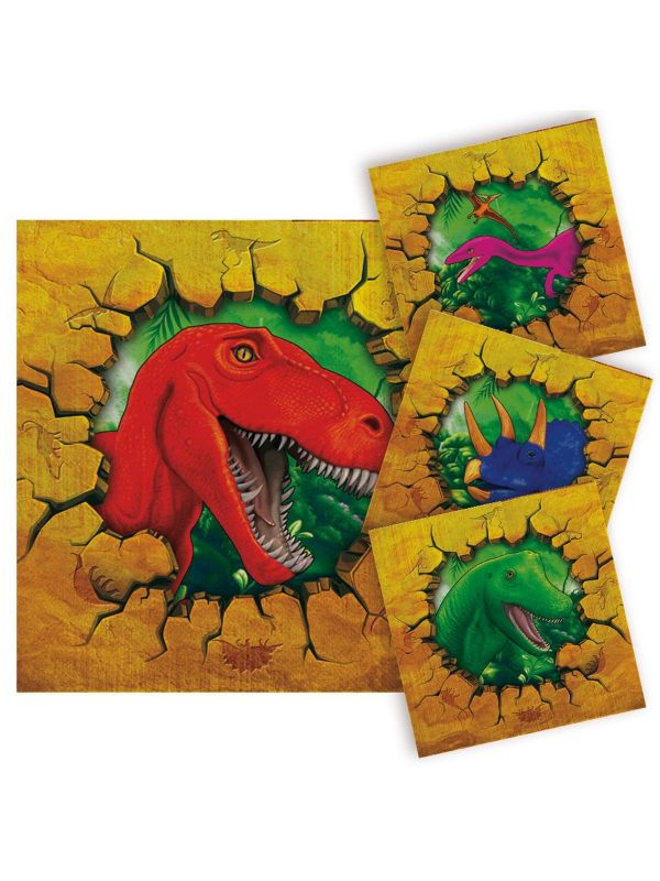 Dinosaurus kinderfeestje servetten 16 stuks