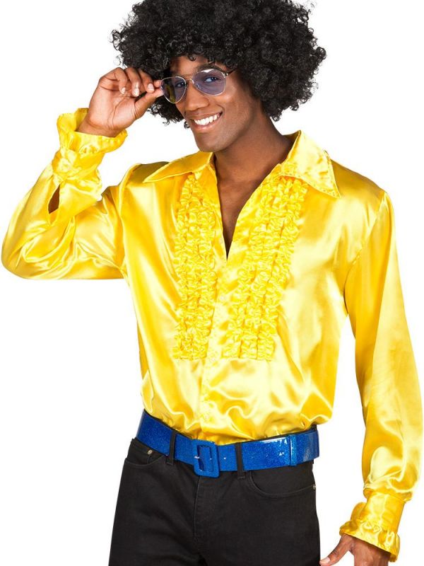 Disco party blouse heren geel