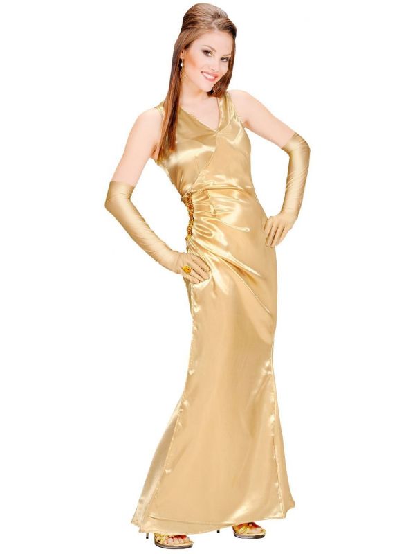 Diva kostuum, satijn goud
