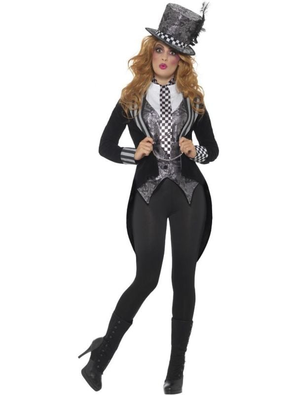 Donkere vrouw mad hatter outfit