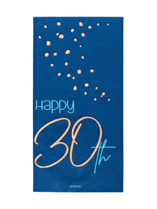 Elegant true blue 30 jaar servetten 10 stuks