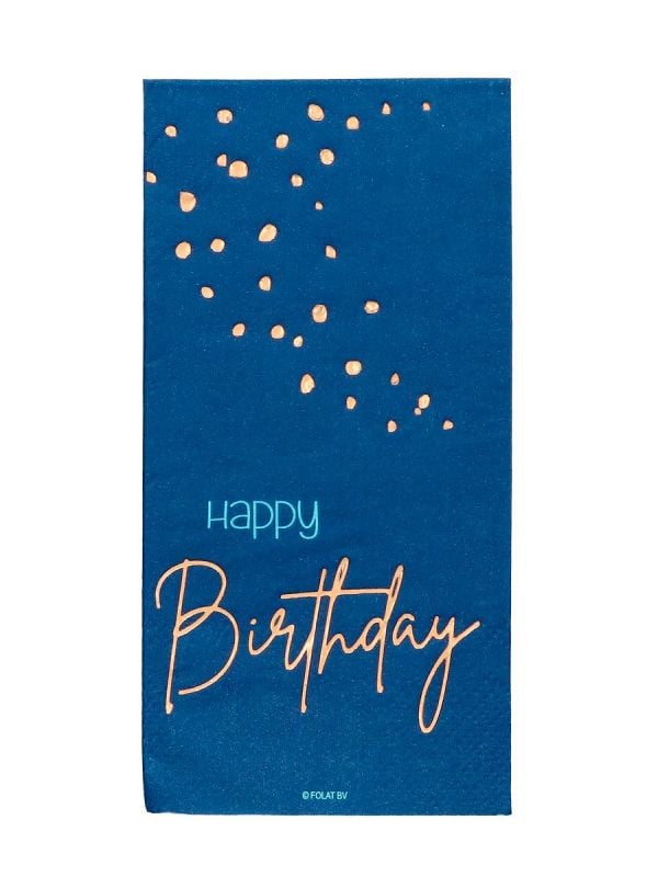 Elegant true blue happy birthday servetten 10 stuks