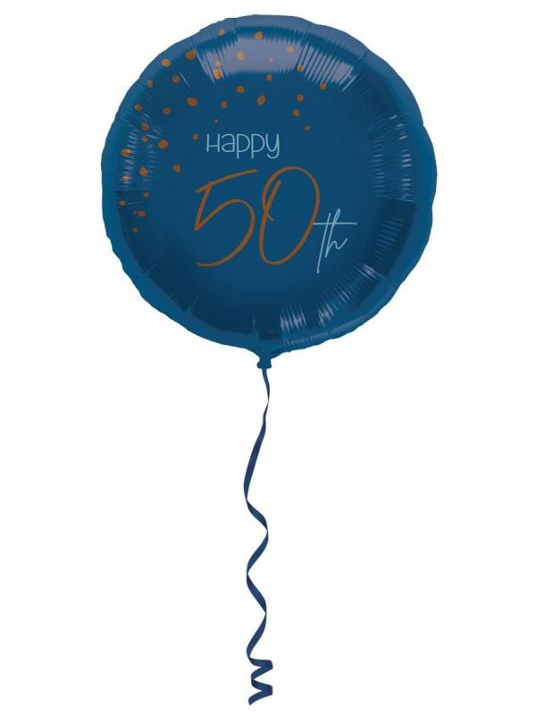 Elegante happy birthday 50 folieballon blauw