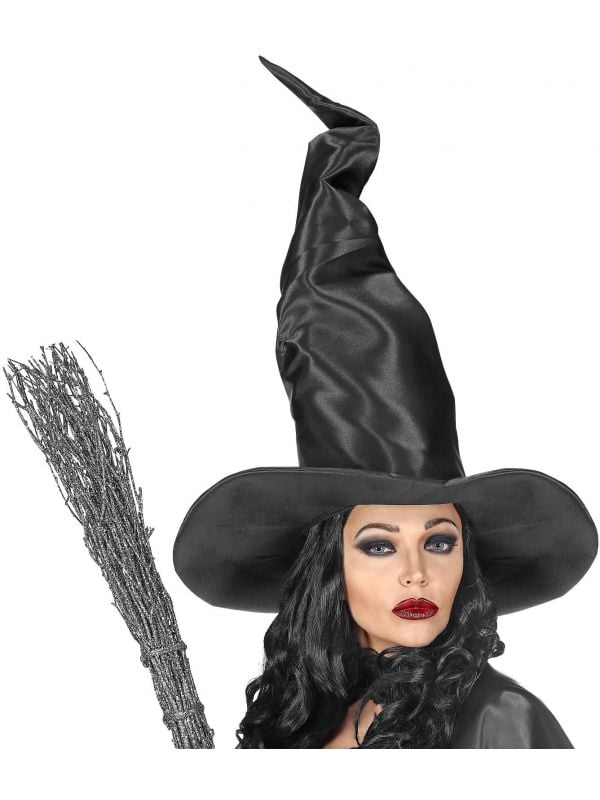 Extra hoge zwarte heksen hoed