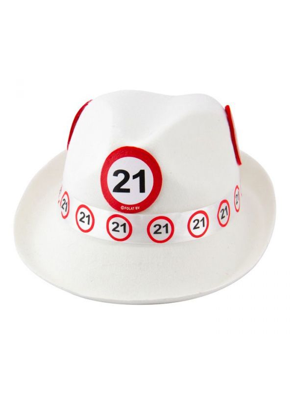 Fedora hoed 21 jaar verkeersbord verjaardag