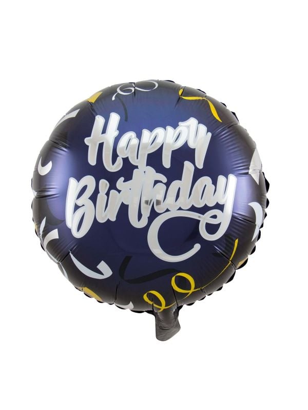 Feestelijk happy birthday folieballon blauw