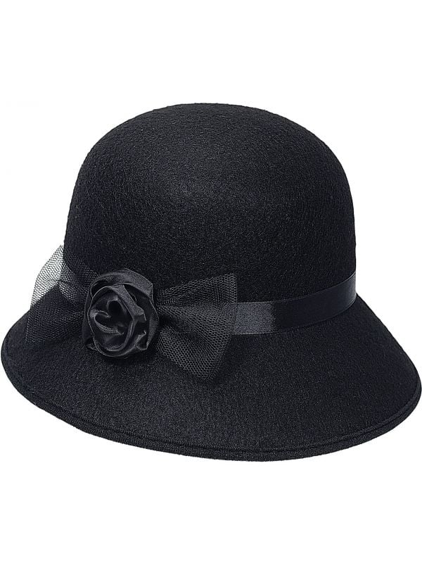 Flapper hoed zwart dames