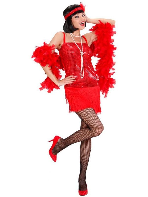 Flapper jurk rood roaring jaren 20