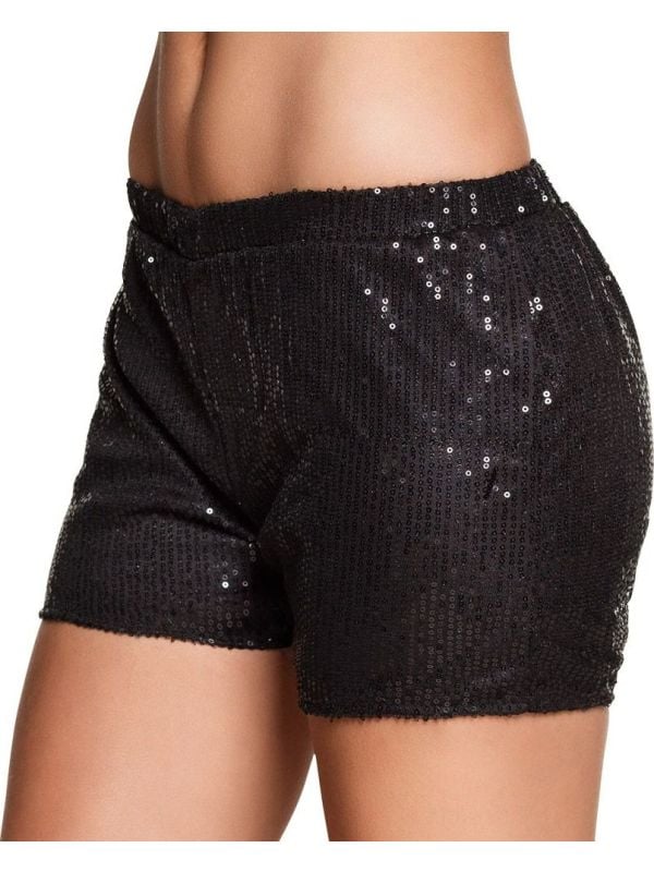 Flashy pailletten hotpants zwart