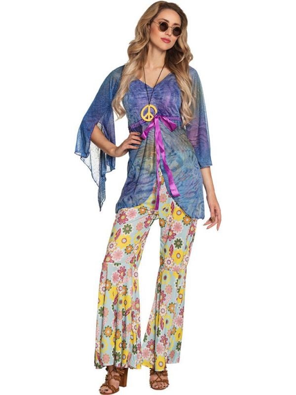 Flower power hippie kostuum dames