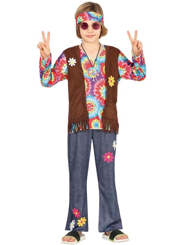 Flower power hippie sliertjes kostuum jongen