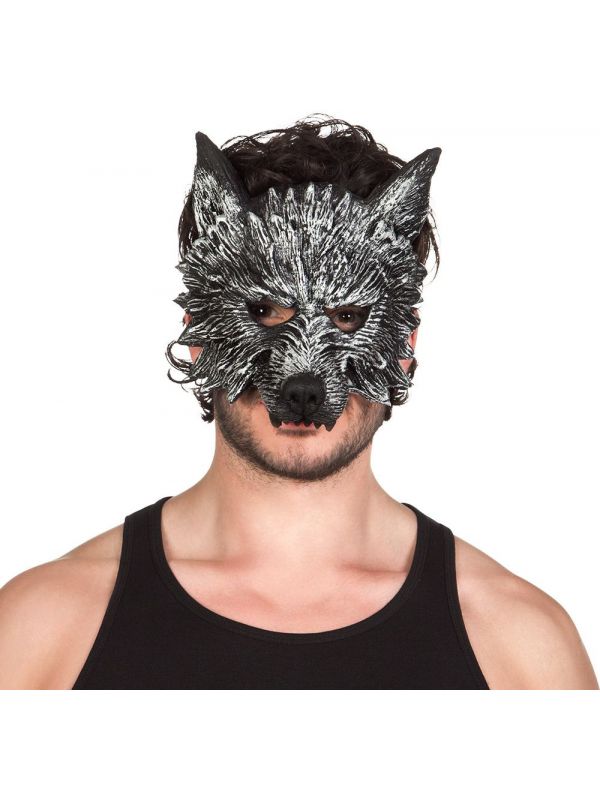 Foam wolf halfmasker grijs