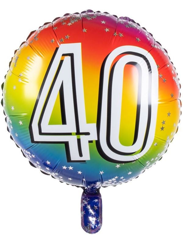 Folieballon cijfer 40 regenboog
