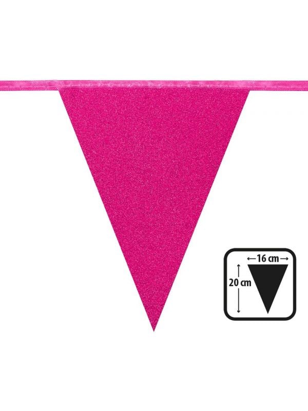 Fuchsia roze glitter vlaggenlijn karton