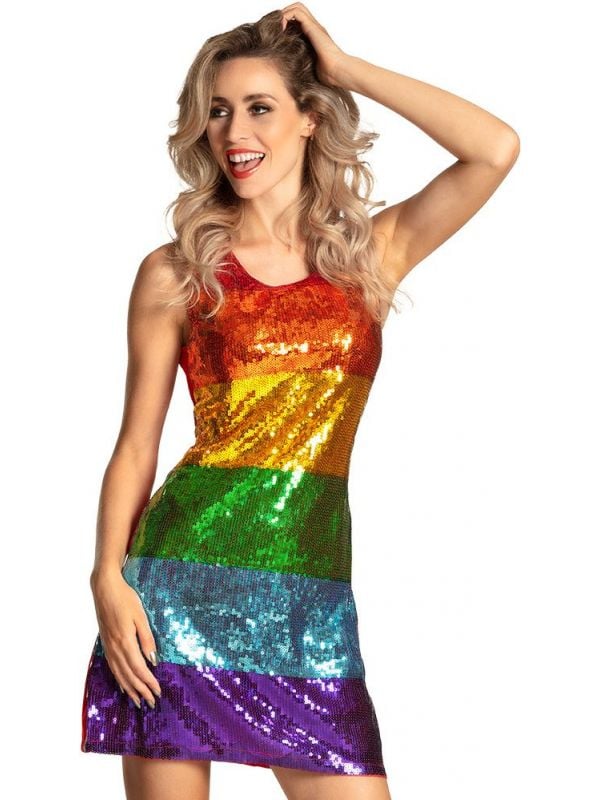 Gaypride regenboog pailletten jurkje