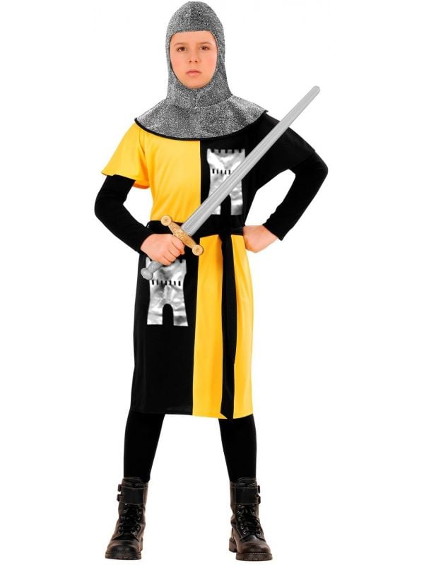 Geel middeleeuws ridder kostuum kind