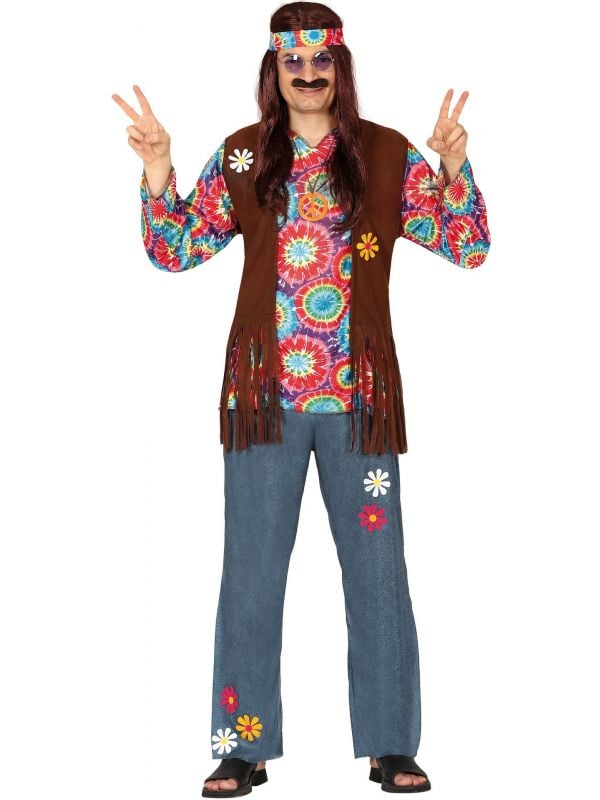 Gekleurd hippie pak met franjes