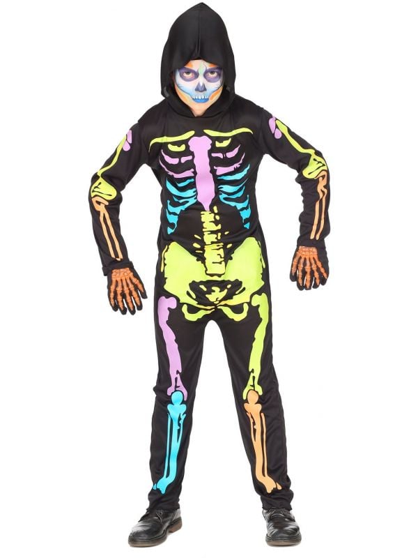 Gekleurd skelet kostuum kind