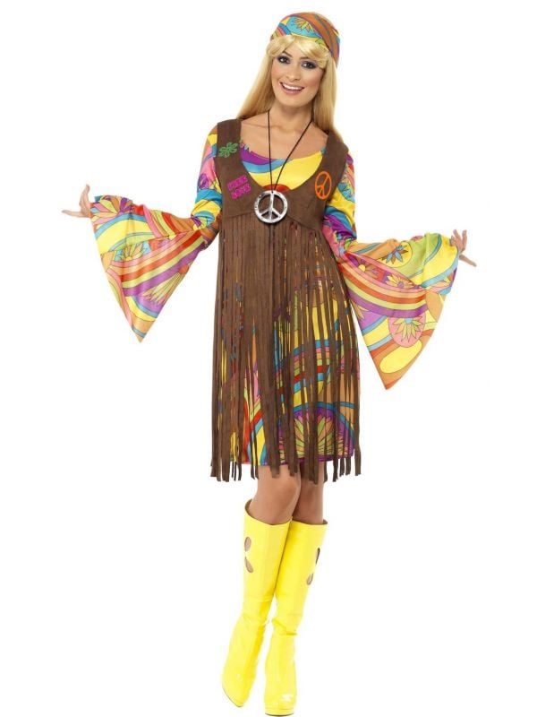 Gele hippie jurk dames