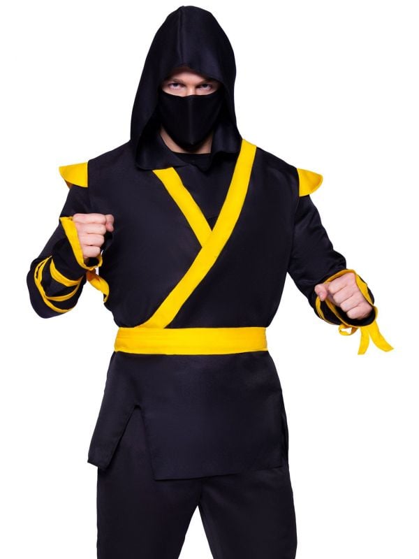 Gele ninja assasin kostuum heren
