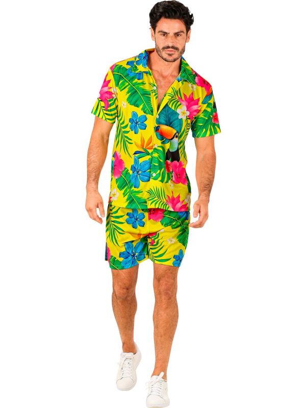 Gele toekan hawaii summer suit heren