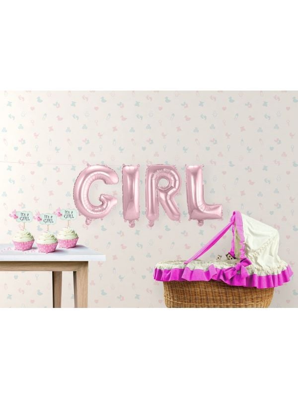 GIRL roze folieballon letters