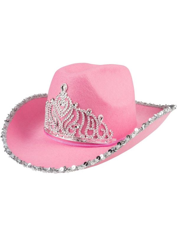 Glimmer cowboy hoed roze