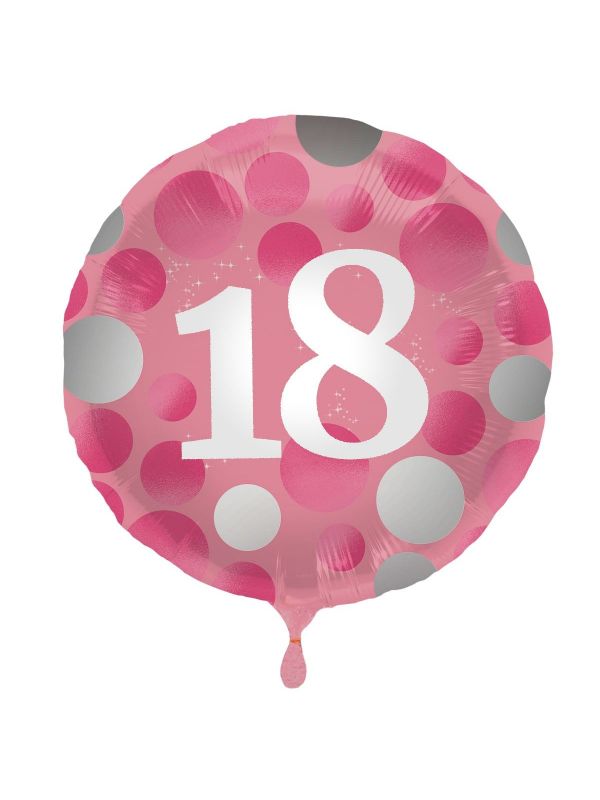Glossy verjaardag 18 folieballon roze