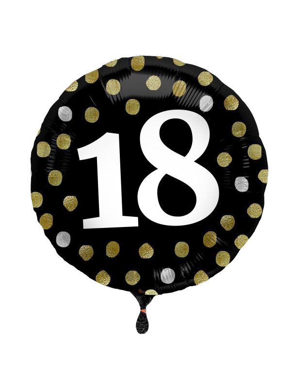 Glossy verjaardag 18 folieballon zwart
