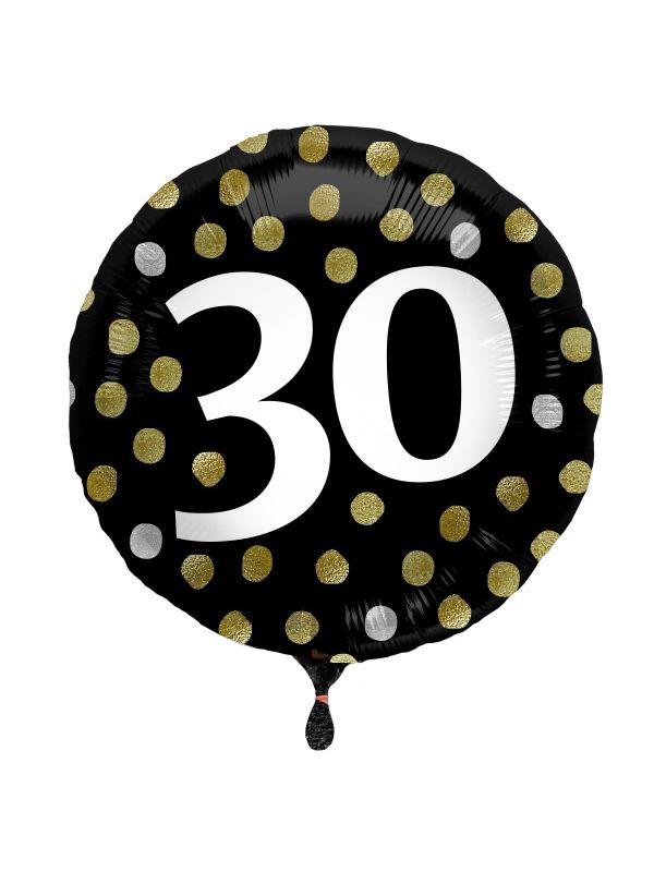 Glossy verjaardag 30 folieballon zwart