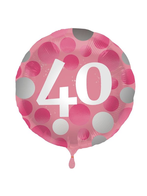 Glossy verjaardag 40 folieballon roze
