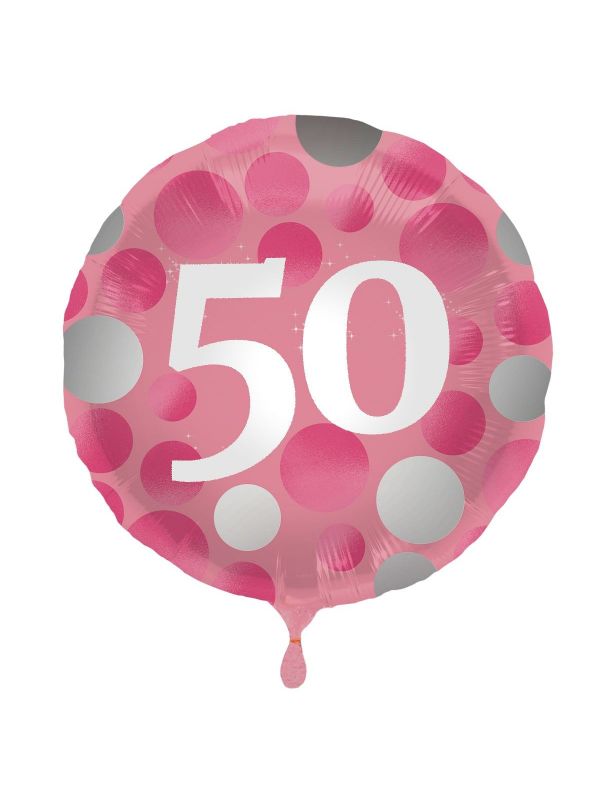 Glossy verjaardag 50 folieballon roze