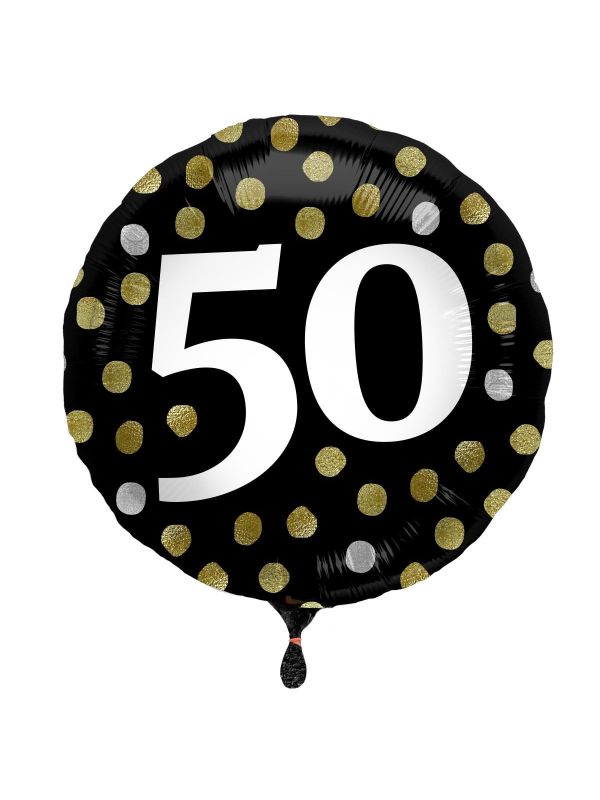 Glossy verjaardag 50 folieballon zwart