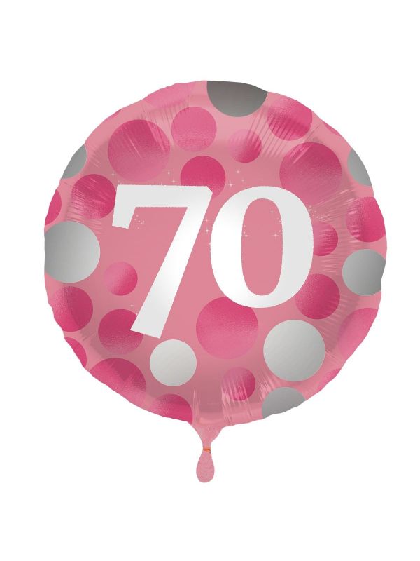 Glossy verjaardag 70 folieballon roze